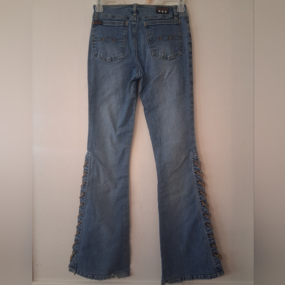 Rare Mudd Denim Lace-Up Wide Leg Jeans - Picture 9 of 11